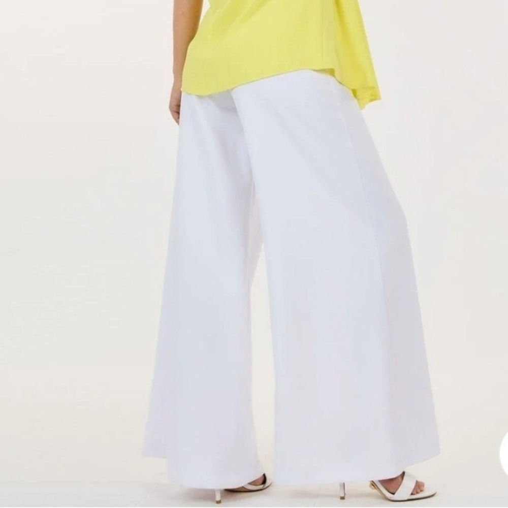 CQ by CQ Women White Ultra Wide Leg High Rise Dress Pants Trousers Size Large